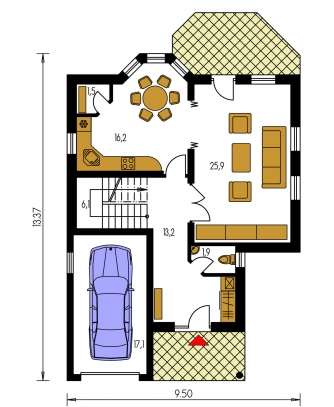 Floor plan of ground floor - KLASSIK 152